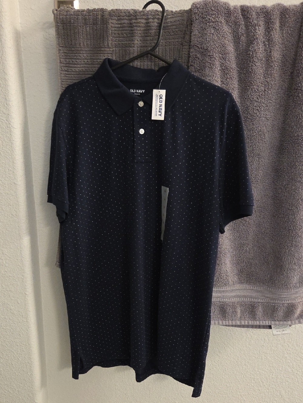 Old Navy Men's Navy Polo with Microdot Pattern